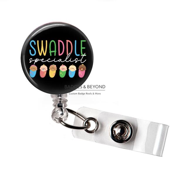 Handmade Accessories - 👶🍼 Swaddle Specialist Badge Reel | Baby Nurse Retractable ID Holder